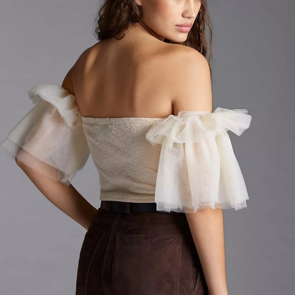 Anthropologie BNWT Sundaybin Brooklyn  Tulle Off-The-Shoulder Top - Picture 3 of 4